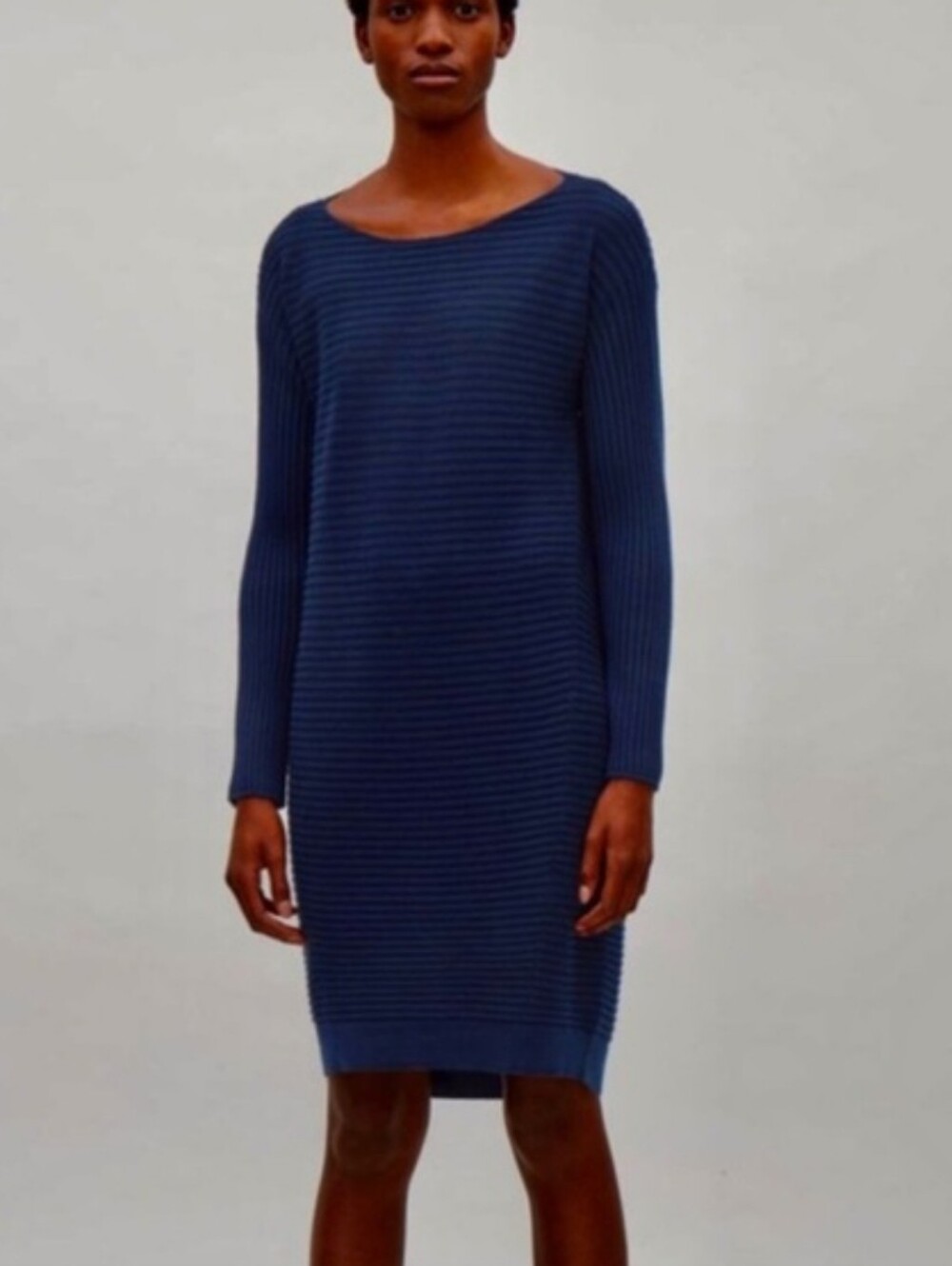 COS | M Merino Wool Ribbed Cocoon Dress | royal blue
